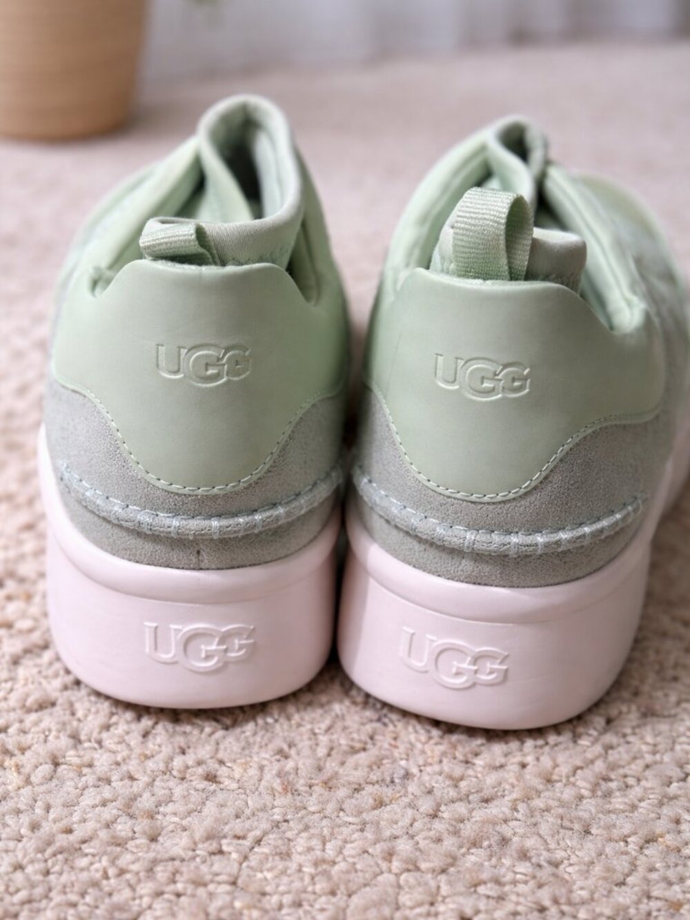 UGG Neutra Sneaker Mint Green Glitter Slip-On Platform Shoes 9.5 - Picture 5 of 7